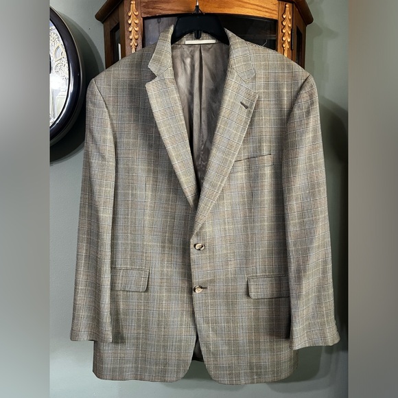 Burberry Kensington Plaid Wool Silk Mens Dress Blazer Size 44R - Picture 1 of 7